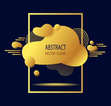 Şablon fütüristik soyut şekiller bulutlar ile su sıçramalarına sıvı altın folyo karanlık trend modern tarzı afiş afiş poster veya web sitesi internet tanıtımı için. İş için yaratıcı kavramı