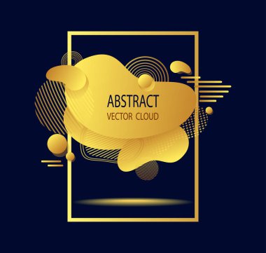 Şablon fütüristik soyut şekiller bulutlar ile su sıçramalarına sıvı altın folyo karanlık trend modern tarzı afiş afiş poster veya web sitesi internet tanıtımı için. İş için yaratıcı kavramı