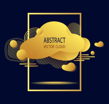 Şablon fütüristik soyut şekiller bulutlar ile su sıçramalarına sıvı altın folyo karanlık trend modern tarzı afiş afiş poster veya web sitesi internet tanıtımı için. İş için yaratıcı kavramı