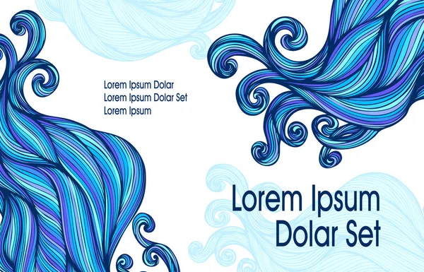 Odwiedź Karty Lub Szablon Transparent Ulotki Falami Abstrakcja Niebieski Włosy — Wektor stockowy