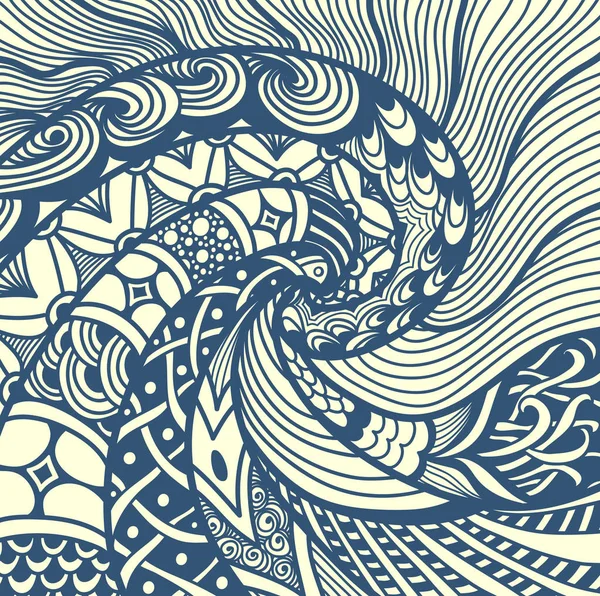 Abstraktní Zen Spleti Zen Doodle Pozadí Námořnickém Stylu Černé Bílém — Stockový vektor