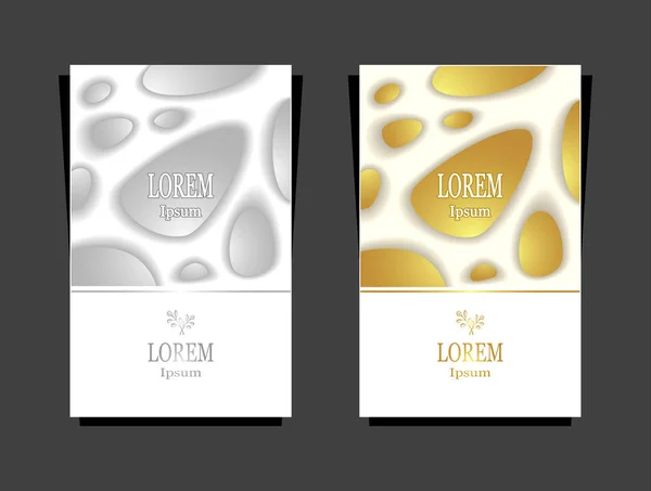 Set Template Luxury Flyers Banners Silver Gold White Colors Cosmetic — Stock Vector