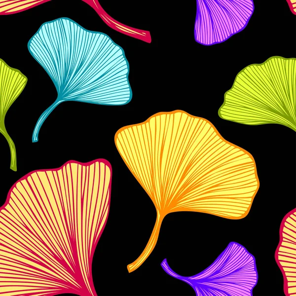 Hermoso Patrón Brillante Sin Costuras Con Hojas Colores Sobre Fondo — Vector de stock