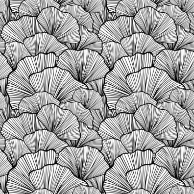 Duvar kağıdı için ya da tekstil moda perdelik giysiler için ya da dekorasyon paketi veya diğer şeyler için siyah beyaz renklerde soyut çalılar ile yaprakları veya soyut çalılar ile Güzel Dikişsiz desen