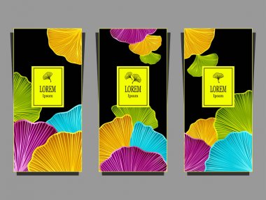 Kozmetik veya parfüm için renkli yaprakları ile Lüks arka plan dan paket veya el ilanı için Şablon ayarlayın veya çay veya etiket paketi için ya da farklı şeyler reklam veya marka kitap için