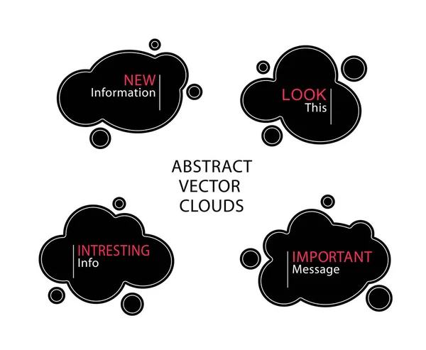 Set Van Abstracte Wolken Vloeibare Vormen Banners Frames Zwart Rood — Stockvector