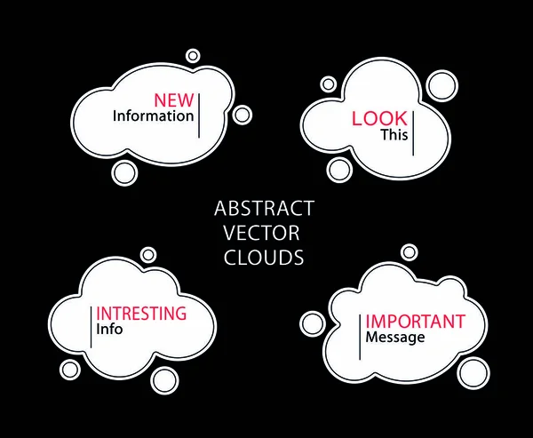 情報のメッセージや注目を集めるために漫画フラットモダンミニマルスタイルで白い黒い赤で抽象的な雲や液体の形やバナーやフレームのセット — ストックベクタ