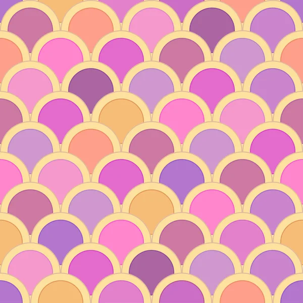 Seamless Pattern Circles Pink Effect Mosaic Fish Scale Decoration Package — Stock Vector