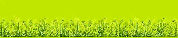 Sfondo Con Bordo Senza Cuciture Stile Floreale Verde Banner Carta — Vettoriale Stock