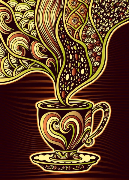 Xícara Café Chá Zen Emaranhado Zen Estilo Doodle Colorido Para Vetor De Stock