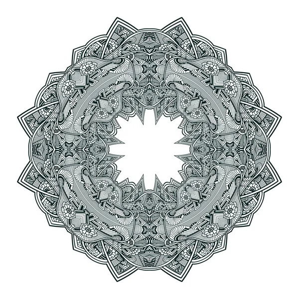 Abstrakt Mandala Med Spets Zen Trassel Indiska Arabiska Östra Stil — Stock vektor