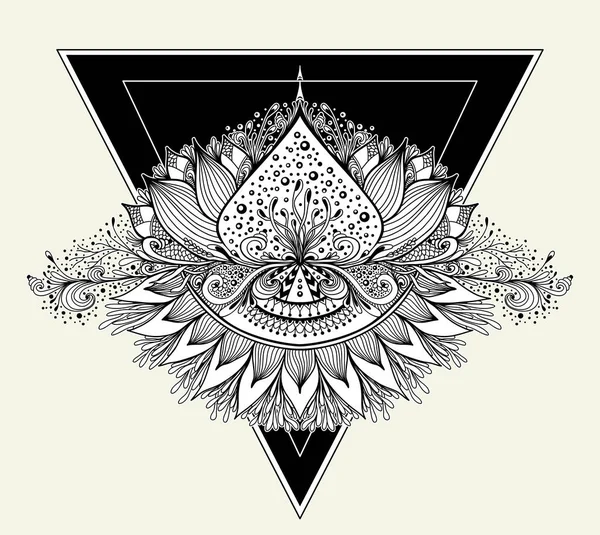 Elemento Decorativo Abstracto Estilo Étnico Oriental Boho Mandala Negro Sobre — Vector de stock