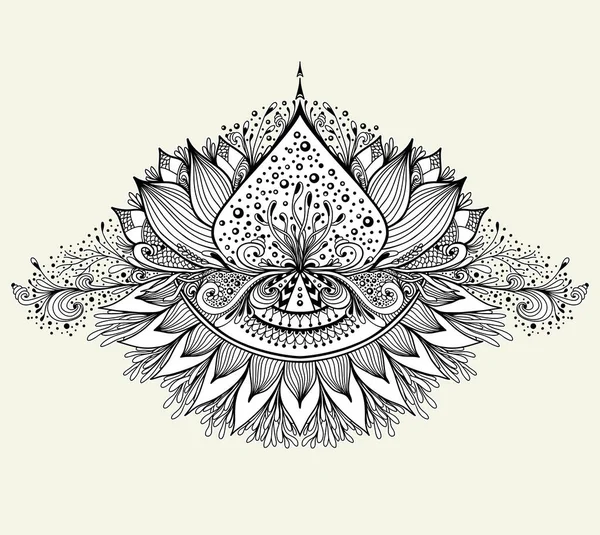 Elemento Decorativo Abstrato Estilo Boho Eastern Ethnic Mandala Preto Branco —  Vetores de Stock