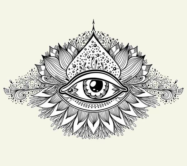 Abstract Symbool Van All Seeing Eye Boho Oosterse Etnische Stijl — Stockvector