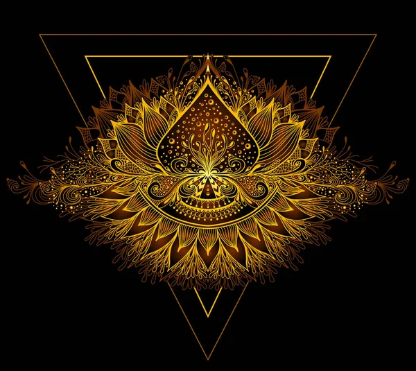 Abstraktní Dekorativní Prvek Stylu Boho Eastern Ethnic Nebo Mandala Gold — Stockový vektor