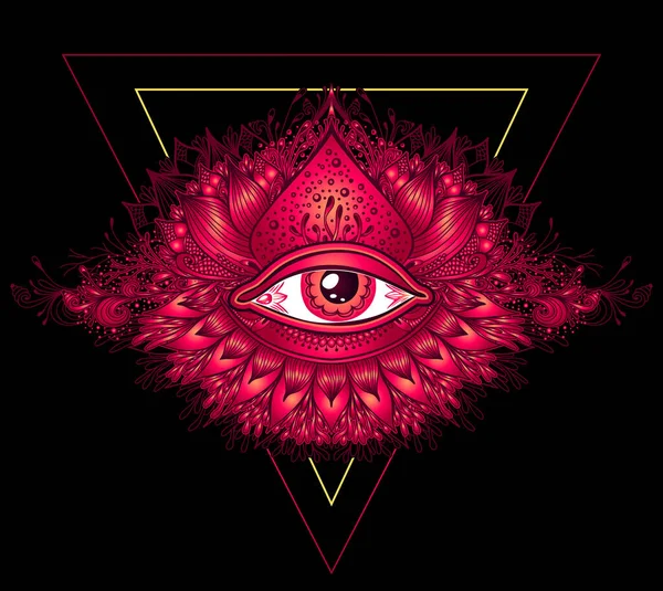 Abstraktní Symbol All Seeing Eye Boho Eastern Ethnic Stylu Červené — Stockový vektor