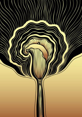 Soyut çiçek Calla ile dekoratif arka plan Zen karmaşası veya Zen doodle tarzı siyah paket kozmetik parfümü için veya dekorasyon için farklı şeyler veya ziyaret edilen kartı zenginleştirmek için