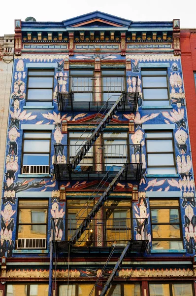 colored painted facade in new york