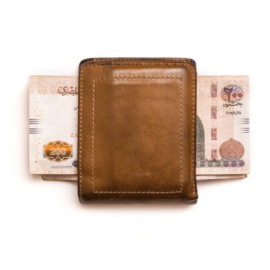 Banknotes in Brown Leather Wallet, Saving Concept, Egyptian Money clipart