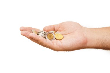 Beyaz arka plan üzerinde Mısır pound izole el paralar