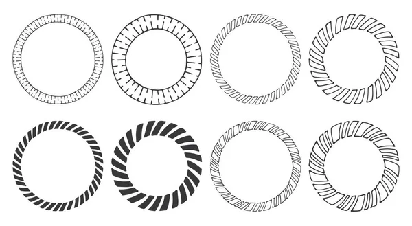 Conjunto Molduras Redondas Desenhadas Mão Elementos Design Decorativos Tribais Geoméricos —  Vetores de Stock