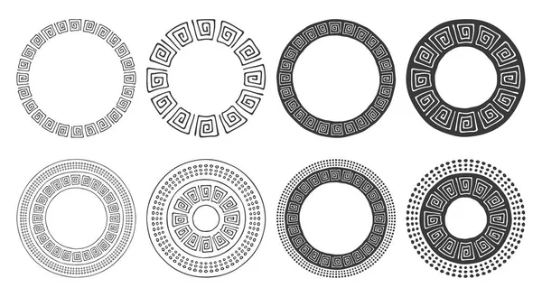 Conjunto Molduras Redondas Desenhadas Mão Elementos Design Decorativos Tribais Geoméricos — Vetor de Stock