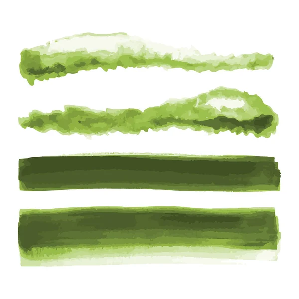 Acuarela verde formas, manchas, manchas, pinceladas. Conjunto de fondos de textura de acuarela abstracta. Aislado sobre fondo blanco. Ilustración vectorial . — Vector de stock