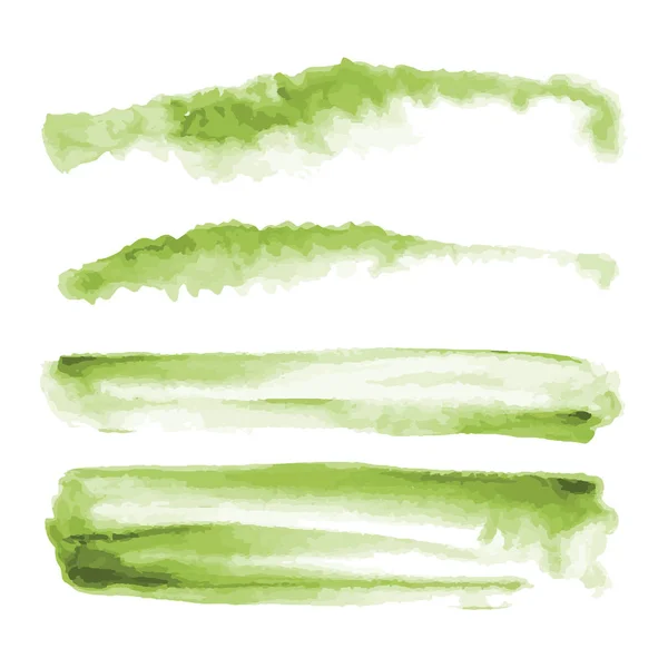 Formas de aquarela verde, manchas, manchas, pinceladas. Conjunto de fundos de textura aquarela abstrata. Isolado em fundo branco. Ilustração vetorial . — Vetor de Stock