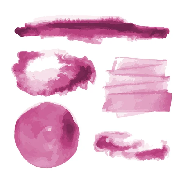 Formas cor-de-rosa aquarela, manchas, manchas, pinceladas. Conjunto de fundos de textura aquarela abstrata. Isolado em fundo branco. Ilustração vetorial . — Vetor de Stock