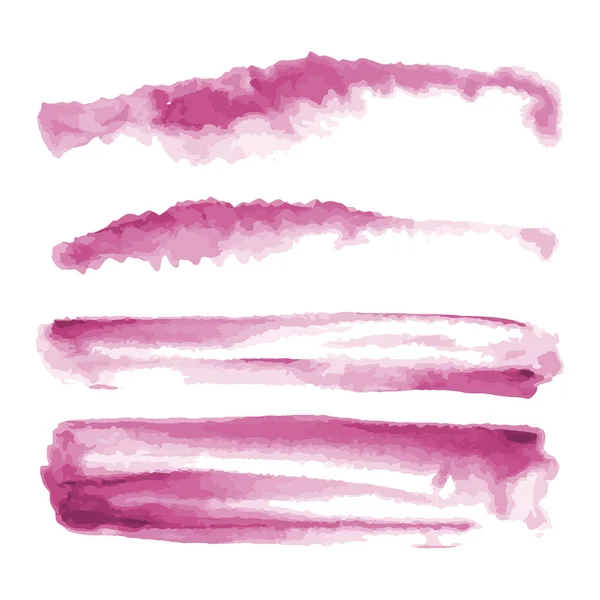 Formas cor-de-rosa aquarela, manchas, manchas, pinceladas. Conjunto de fundos de textura aquarela abstrata. Isolado em fundo branco. Ilustração vetorial . — Vetor de Stock