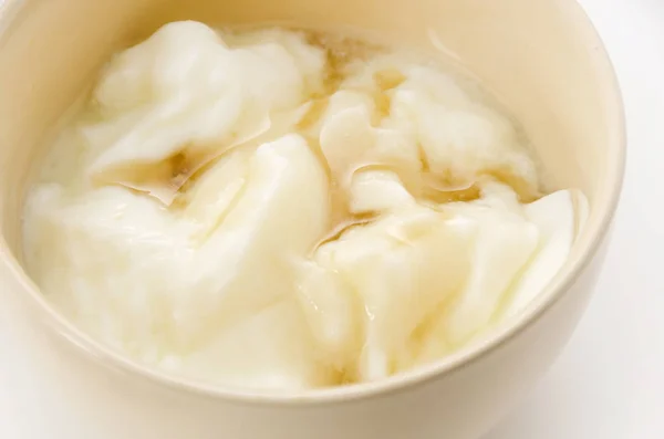 Yoghurt Med Oligosackarid Soppa Cup Vit Bakgrund — Stockfoto