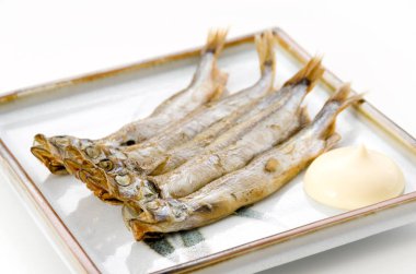 Izgara shishamo balığı, capelin.