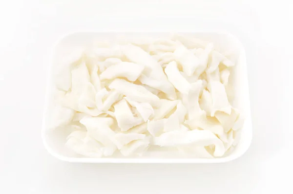 Boiled Squid Foam Tray White Background — Stock Photo, Image