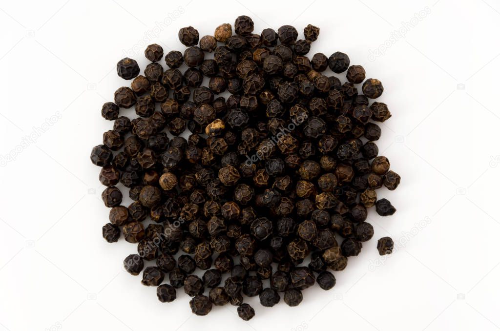 black pepper on white background