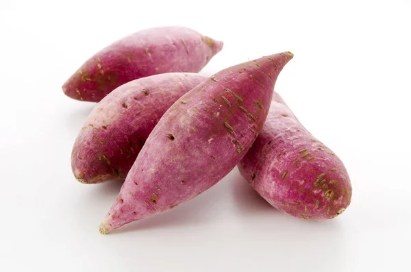 Batatas Doces Japonesas Fundo Branco — Fotografia de Stock