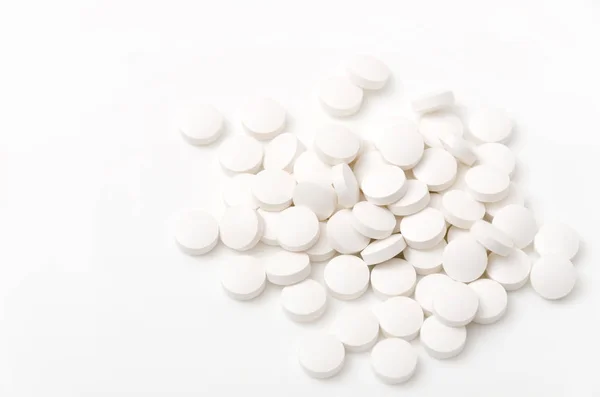 Bílé Tablety Bílém Pozadí — Stock fotografie