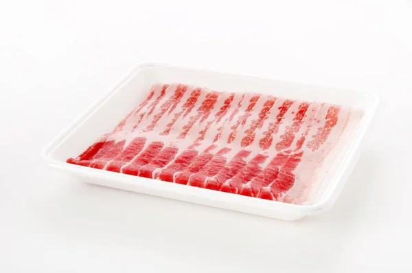 Carne Fresca Affettata Pancetta Maiale — Foto Stock