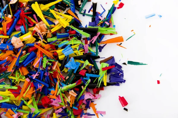 Crayons Shavings White Background — Φωτογραφία Αρχείου