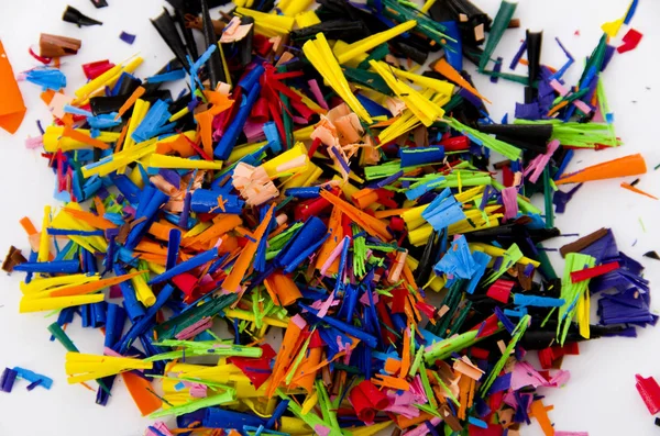 Crayons Shavings White Background — Φωτογραφία Αρχείου