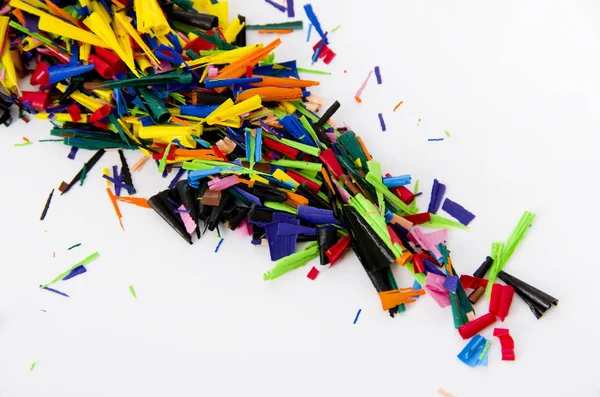 Crayons Shavings White Background — Φωτογραφία Αρχείου