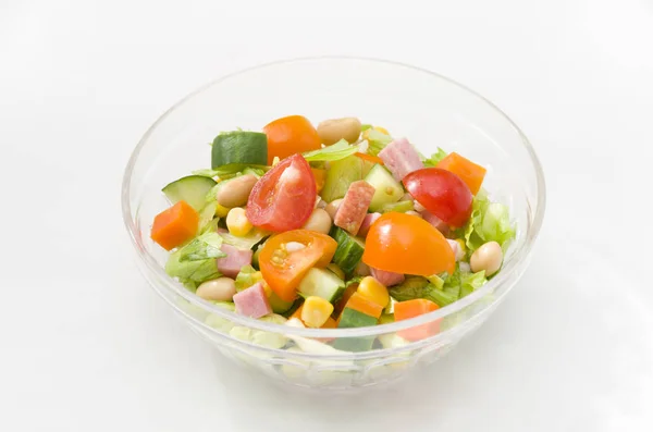Salada Tigela Mesa — Fotografia de Stock