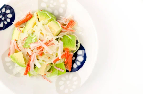 Salada Abacate Com Caranguejo Cebola — Fotografia de Stock