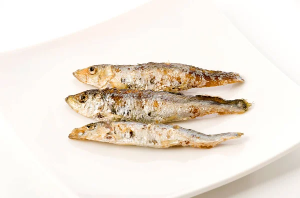 Fried Small Fish Plate — Stock Photo, Image