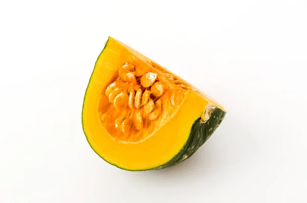 Fresh Sliced Pumpkin Kabocha Squash Isolated White Background — Stock Photo, Image