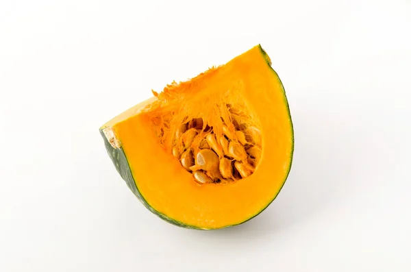 Fresh Sliced Pumpkin Kabocha Squash Isolated White Background — Stock Photo, Image