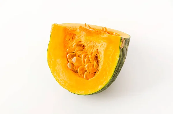 Fresh Sliced Pumpkin Kabocha Squash Isolated White Background — Stock Photo, Image