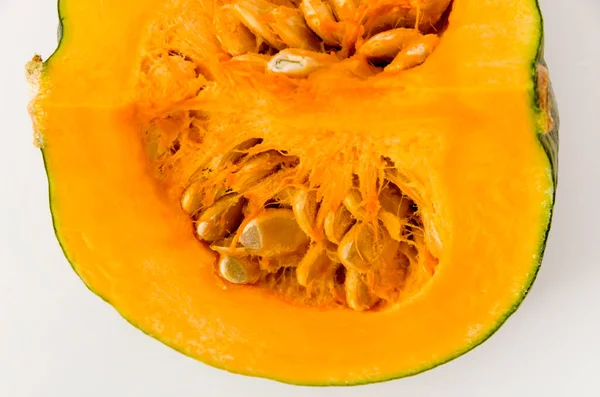 Fresh Sliced Pumpkin Kabocha Squash Isolated White Background — Stock Photo, Image