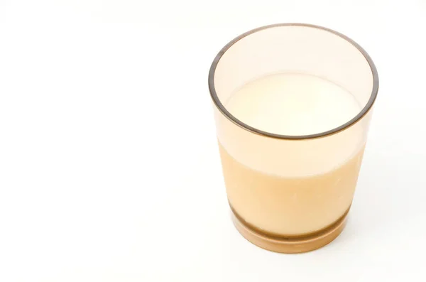 Plastic Glas Melk Geïsoleerd Witte Achtergrond — Stockfoto