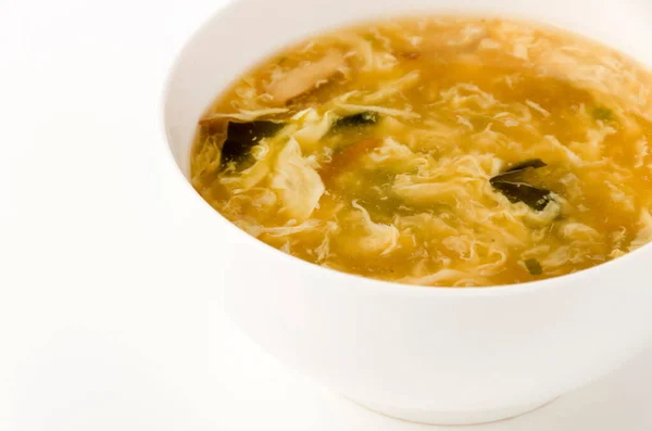 Chińskie Jedzenie Miska Zupy Kropli Jaj — Zdjęcie stockowe