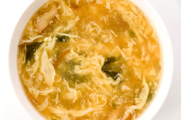 Chińskie Jedzenie Miska Zupy Kropli Jaj — Zdjęcie stockowe